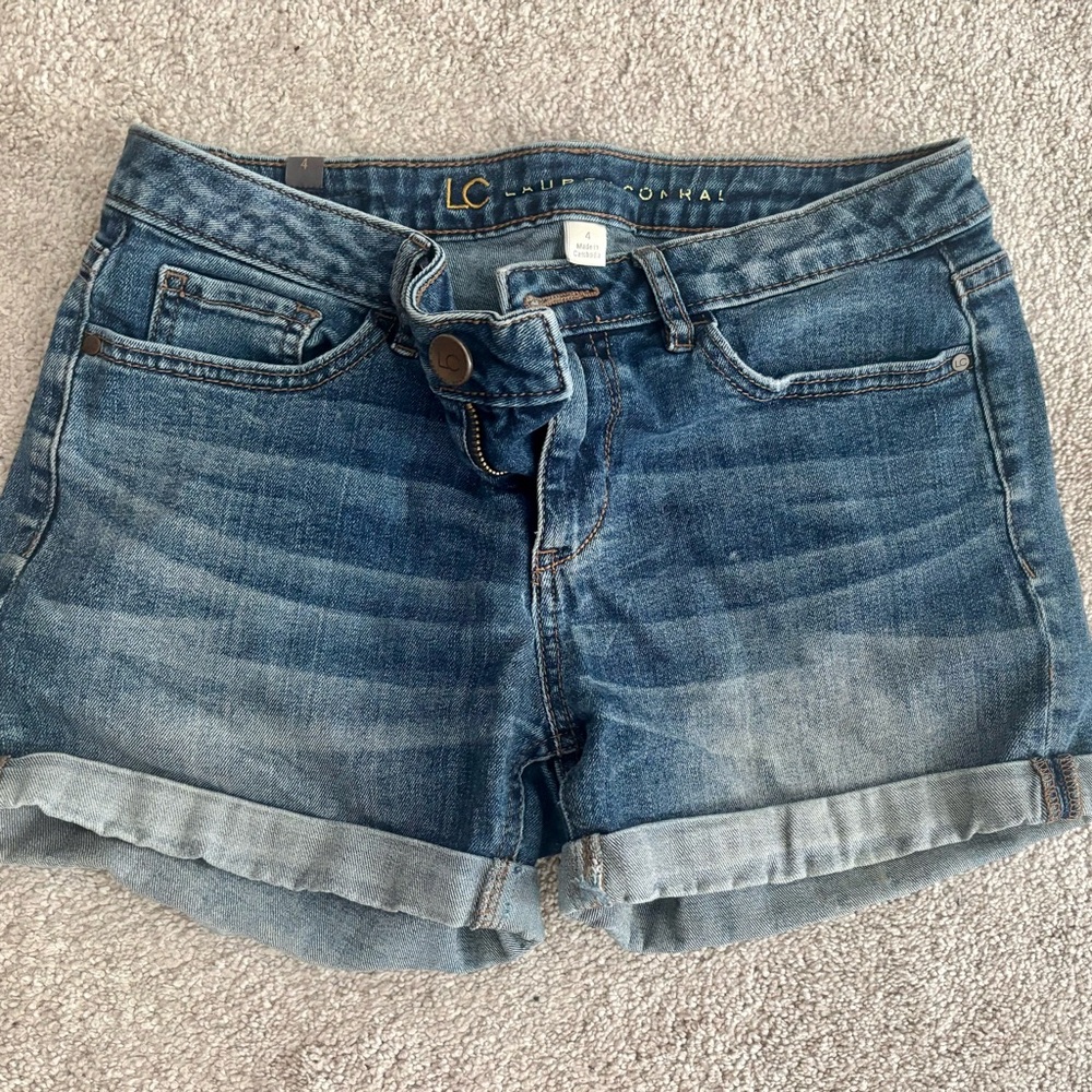 LC Lauren Conrad Women's Dark Blue Jean Shorts
Gently worn and well loved!